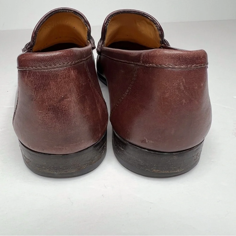 Bruno Magli Genoa Horsebit M Logo Loafer Burgundy Leather Slip-On 9.5 M Classic